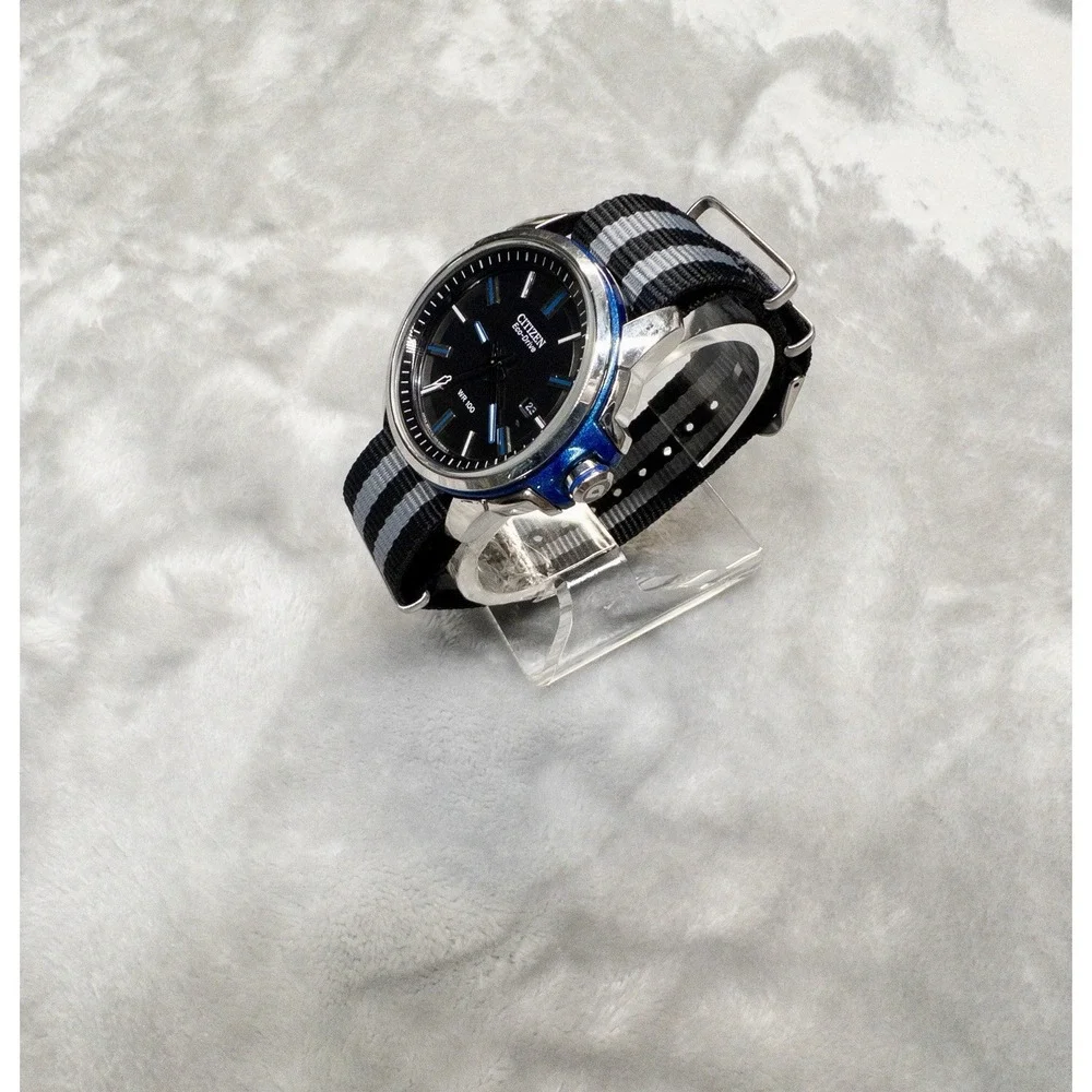 Citizen Eco-Drive WR100 J810 Movement Mens 43mm Watch NATO Strap New Capacitor